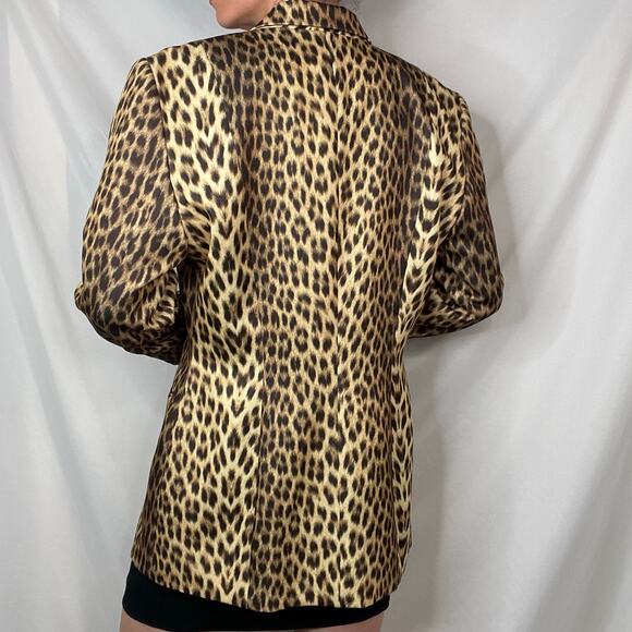 SOLD Cache vintage leopard print blazer jacket Y2K 90s animal cheetah mob wife L - Picture 14 of 16